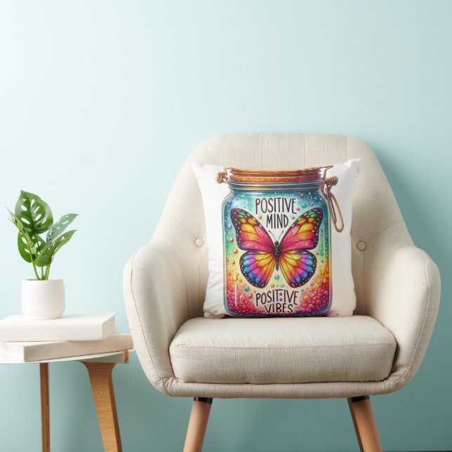 Positive Mind - Positive Vibes Throw Pillow (Chair)