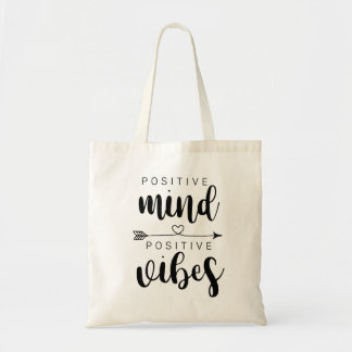 Positive mind positive vibes tote bag for women