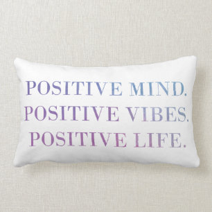 Positive Mind, Vibes, Life (Purple - Blue) quote Lumbar Pillow