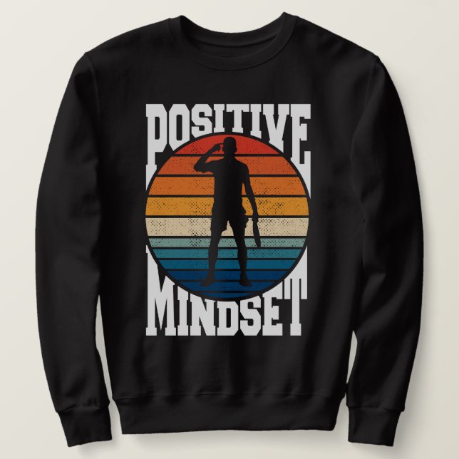 Positive Mindset Tennis Player Retro Sunset Sweatshirt (Design Front)