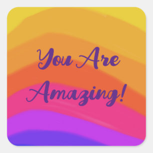 Positive Modern Rainbow Colorful  Square Sticker