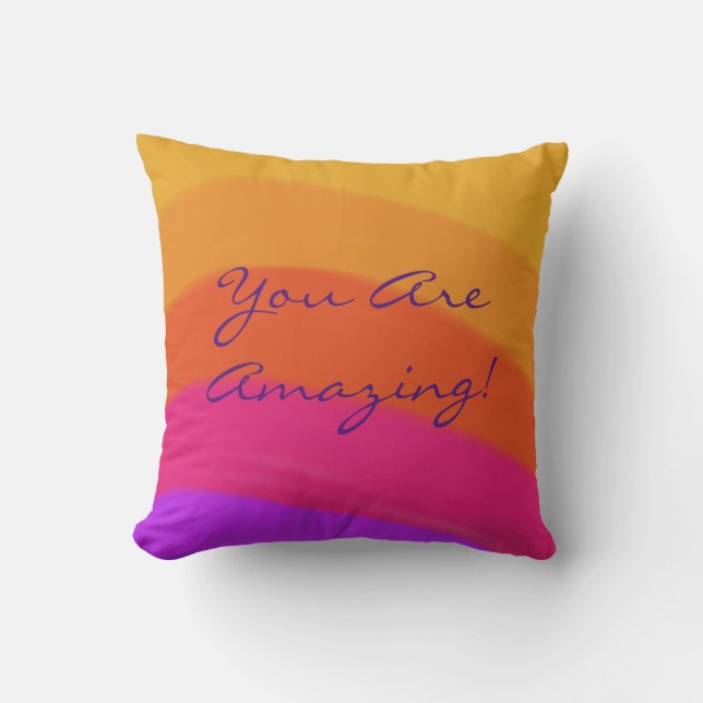 Positive Modern Rainbow Colourful  Throw Pillow (Front)
