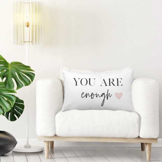 Positive Motivation You Are Enough Quote Lumbar Pillow (Creator Uploaded)