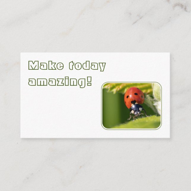 Positive motivational quote with little ladybug business card (Front)