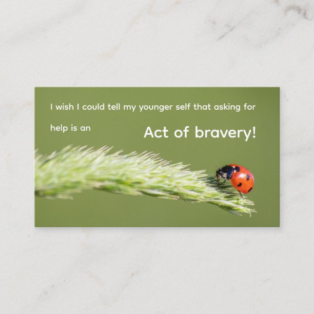 Positive motivational quote with little ladybug business card (Front)