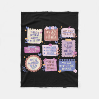 Positive Notes For Mental Health Encouragement Fleece Blanket