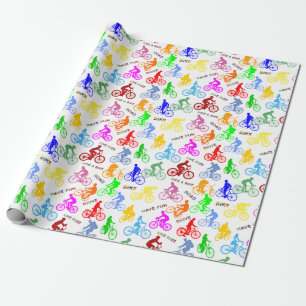 Positive Pattern Of Colourful Bicycle Riders Wrapping Paper
