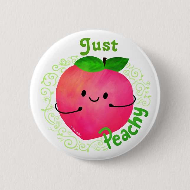Positive Peach Pun - Peachy 2 Inch Round Button (Front)