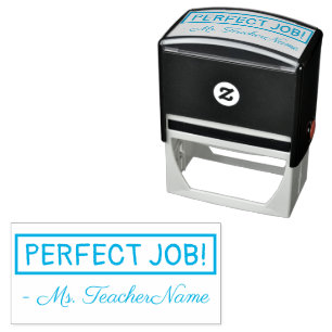 Positive "PERFECT JOB!" + Custom Instructor Name Self-inking Stamp