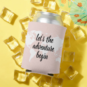 Positive Pink Let's The Adventure Begin World Map Can Cooler