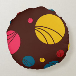 Positive, playful, happy, modern, cool circles art round pillow