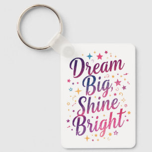 Positive Purple and Pink Typography Keychain