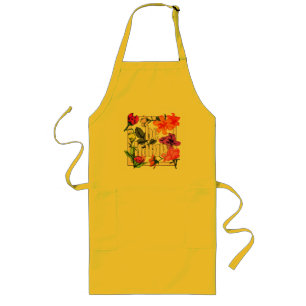 Positive quote Be Happy and garden flowers Long Apron