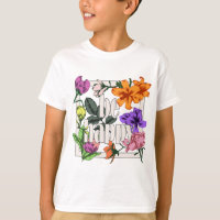 Positive quote Be Happy and garden flowers