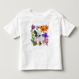 Positive quote Be Happy and garden flowers Toddler T-shirt