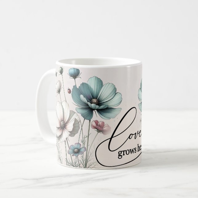 Positive Quotes Floral Mug (Front Left)