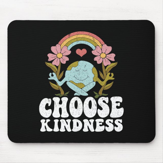 Positive Rainbow Peace Hippie Choose Kindness Eart Mouse Pad (Front)