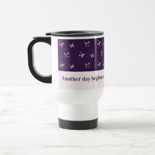 Positive Ready for Anything Elegant Pink Butterfly Travel Mug