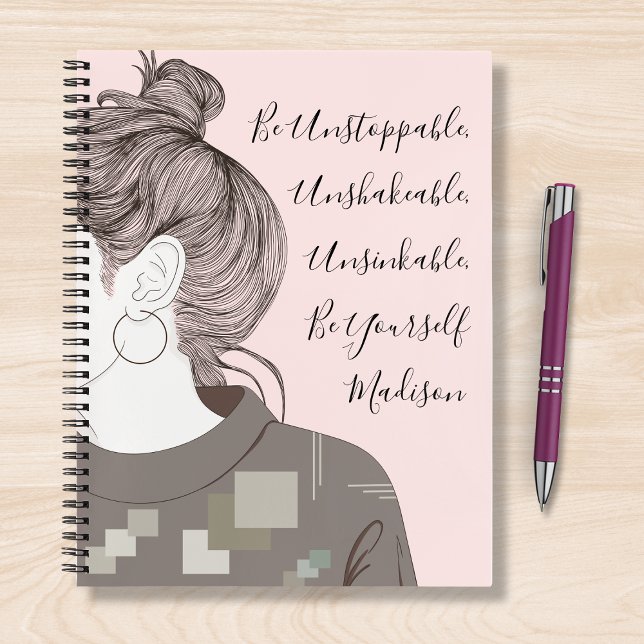 Positive Sayings Inspire Girly Modern Personalized Notebook (Creator Uploaded)