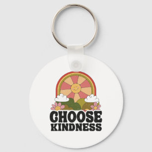 Positive Sun Peace Hippie Retro Choose Kindness Ea Keychain