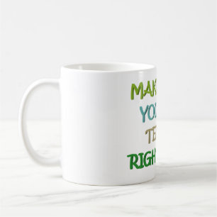 Positive thinking logo message colours green coffee mug
