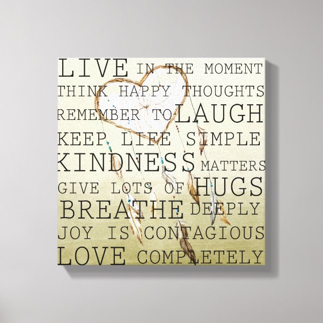 Positive Thoughts Dream Catcher Canvas Print (Front)