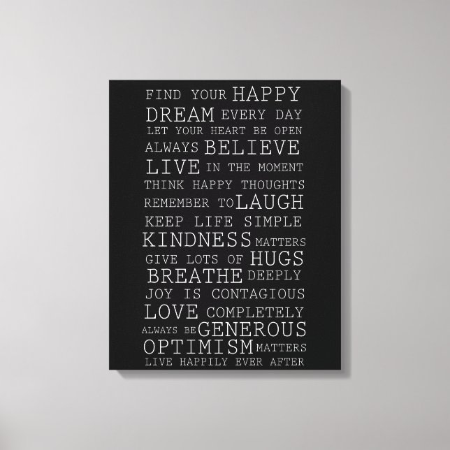 Positive Thoughts Inspirational Words Canvas Print (Front)