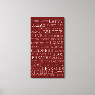 Positive Thoughts Inspirational Words Canvas Print