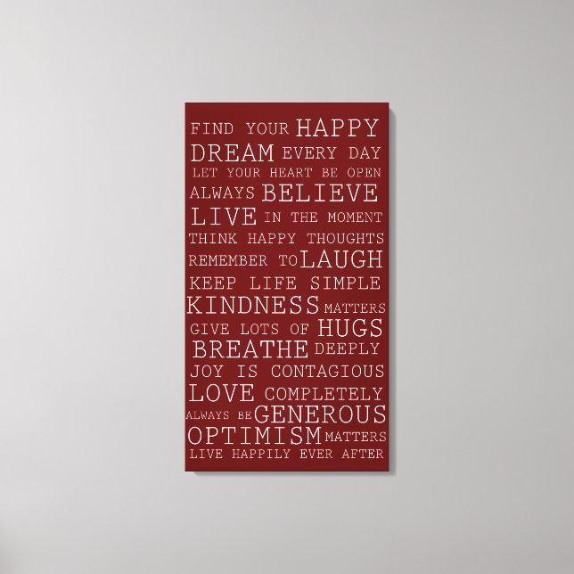 Positive Thoughts Inspirational Words Canvas Print (Front)
