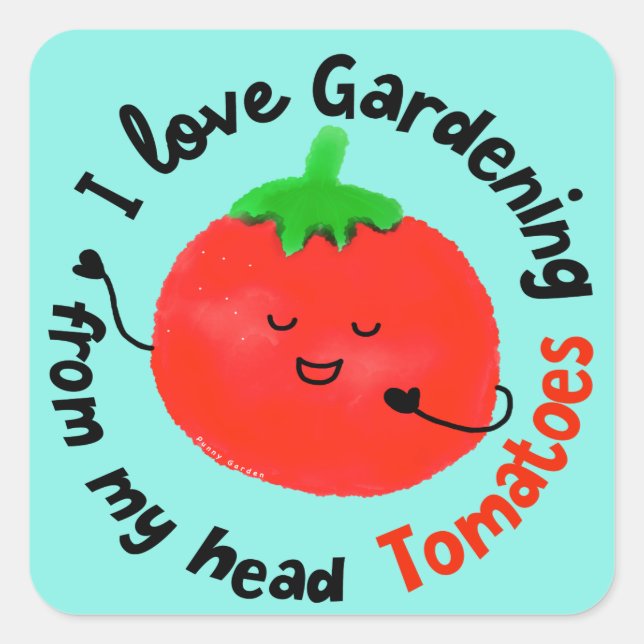 Positive Tomato Pun - From My Head Tomatoes Square Sticker (Front)