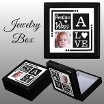 Positive vibes add photo initial black jewellery gift box<br><div class="desc">Keepsake jewellery / jewellery gift box.
Personalize with an initial and photo.
Positive vibes / Love,  with a love heart and the colours black and white.</div>