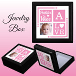 Positive vibes add photo initial pink jewellery gift box<br><div class="desc">Keepsake jewellery / jewellery gift box.
Personalize with an initial and photo.
Positive vibes / Love,  with a love heart and the colours pink and white.</div>