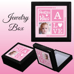 Positive vibes add photo initial pink white gift box<br><div class="desc">Keepsake jewellery / jewellery gift box.
Personalize with an initial and photo.
Positive vibes / Love,  with a love heart and the colours dark and light pink and white.</div>