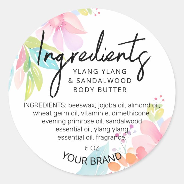 Positive Vibes Body Butter Ingredient Jar Labels (Front)
