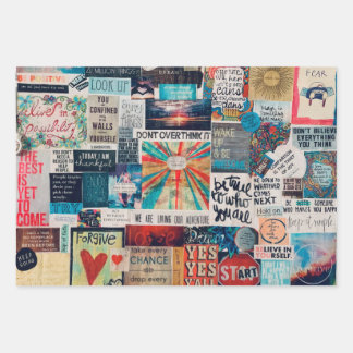 Positive Vibes Collage Wrapping Paper