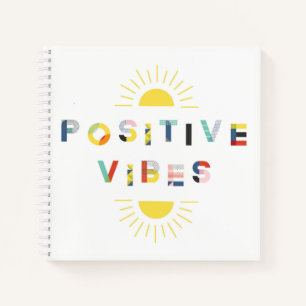 Positive Vibes Colourful Abstract Typography Notebook