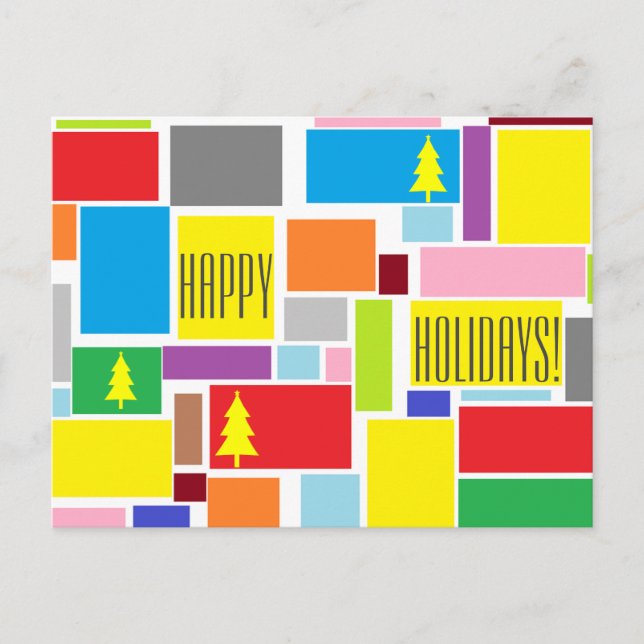 Positive Vibes Colourful Happy Holidays Postcard (Front)