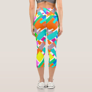 Positive Vibes Happy Colours Abstract Art Blocks Capri Leggings