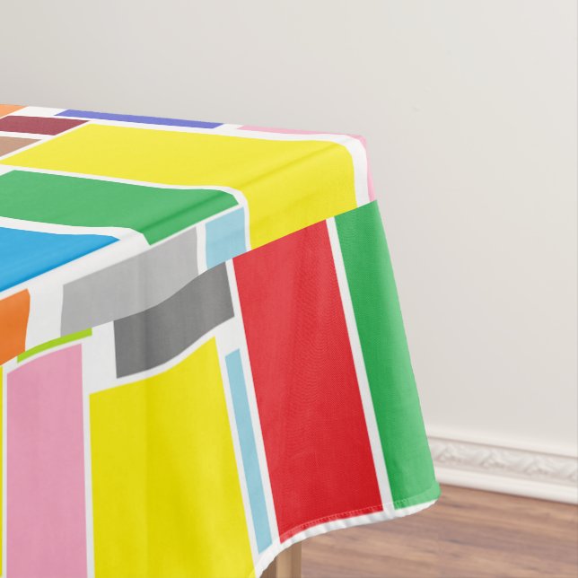 Positive Vibes Happy Colours Abstract Art Blocks Tablecloth (In Situ)