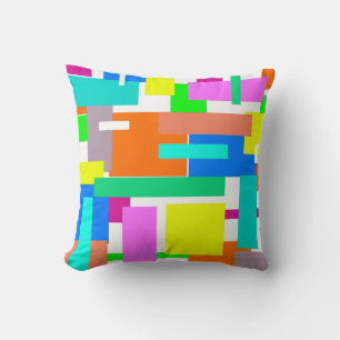Positive Vibes Happy Colours Abstract Art Blocks Throw Pillow