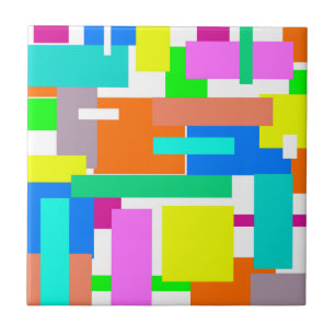 Positive Vibes Happy Colours Abstract Art Blocks Tile