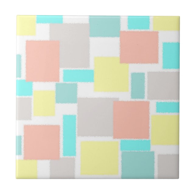 Positive Vibes Happy Pastel Colours Abstract Art Tile (Front)