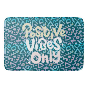 Positive vibes only green geometric bath mat