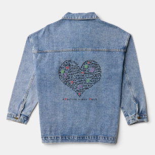 Positive Vibes Only Heart Design Denim Jacket
