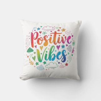 Positive Vibes Only – Motivational Text Throw Pill Pillow