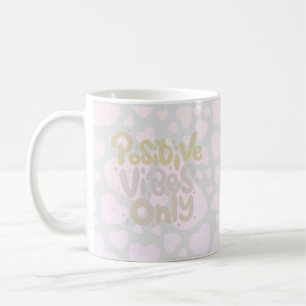 Positive vibes only neutral colour boho style coffee mug