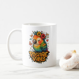 “Positive Vibes” Parrot Coffee Mug
