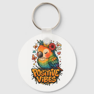 “Positive Vibes” Parrot Keychain