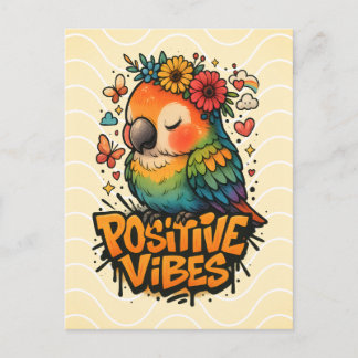 “Positive Vibes” Parrot Postcard