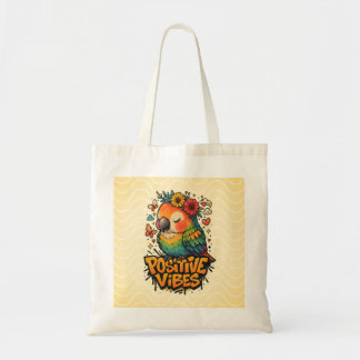 “Positive Vibes” Parrot Tote Bag
